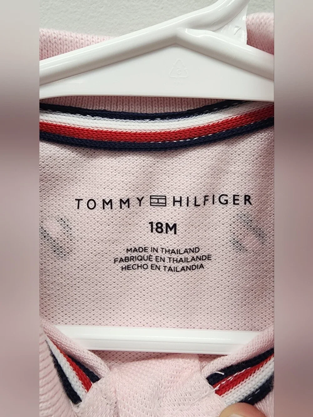Tommy Hilfiger Baby Girl 18M Pink Flag Print Polo Dress Ruffle Collar